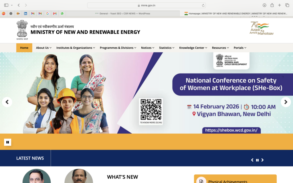 SCREENSHOT OF MINISTRY OF NEW AND RENEWABLE ENERGY