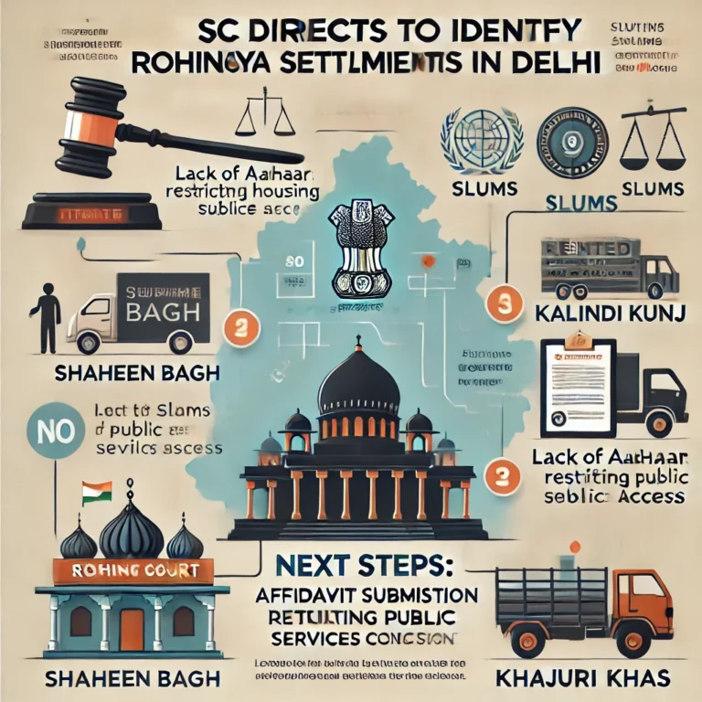 DALL·E 2025-02-01 08.02.10 - A professional infographic visually representing the Supreme Court's directive to an NGO regarding Rohingya settlements in Delhi. The infographic incl