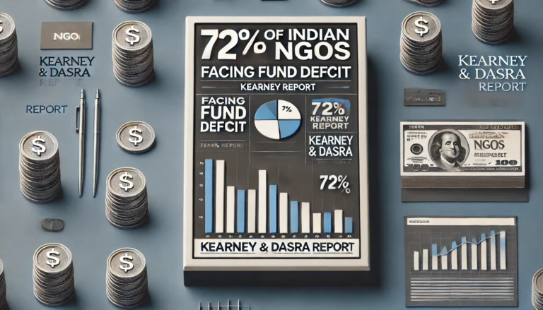 DALL·E 2025-03-02 17.16.08 - A rectangular infographic depicting the financial struggles of Indian NGOs. The design should prominently display the headline '72% of Indian NGOs Fac