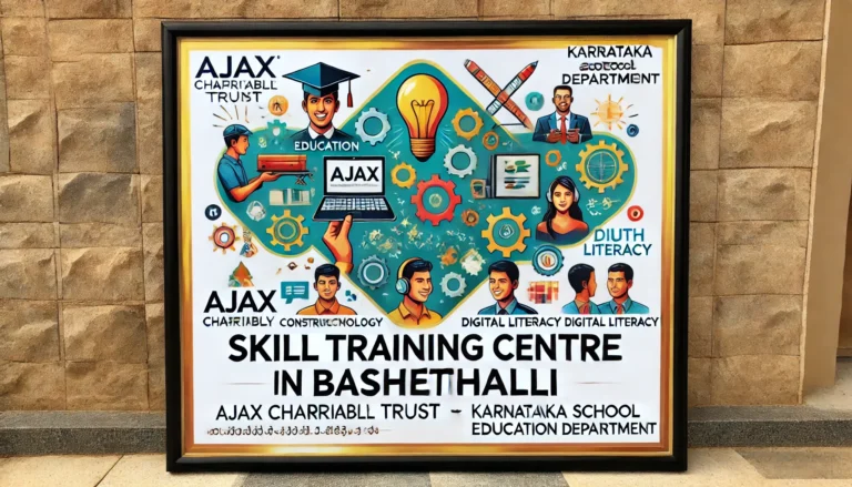 DALL·E 2025-03-26 18.26.41 - A professional rectangular graphic design featuring the title 'Skill Training Centre Launched in Bashetihalli' in bold, clear text. The background sho