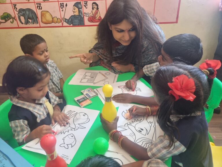 Priya Agarwal Hebbar engaging with the kids at Nand Ghar