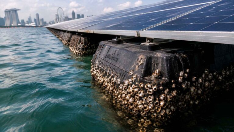 Singapore’s Floating Solar Gamble Faces an Unexpected Enemy: Barnacles
